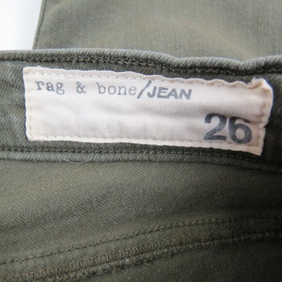 RAG & BONE Women's Green Mid Rise The Skinny Jeans in Distressed Fatigue 26 - Picture 7 of 10